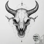 Tattoo design a zodiac animal skull in heavy… – tattoo sketch (№1754335135_0, 04.08.2025 19:18) — tattoovalue.net