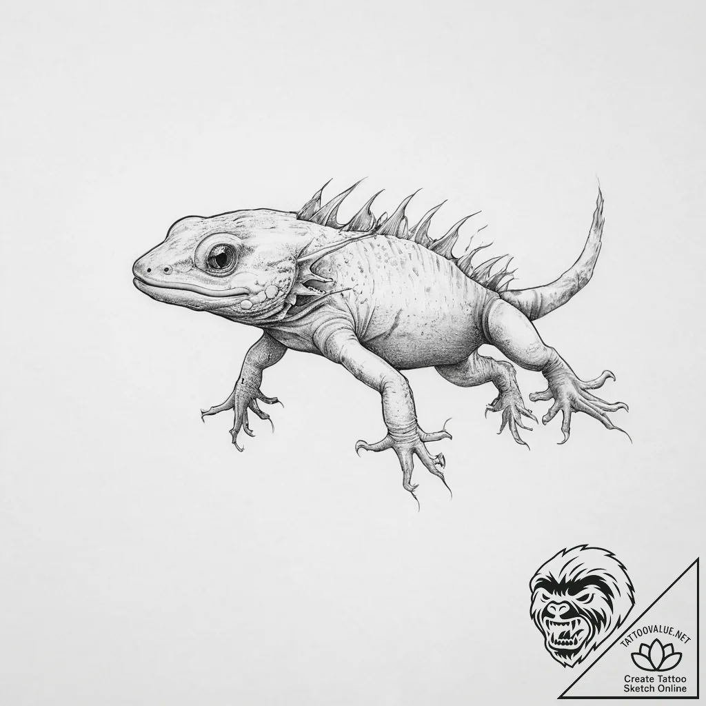 Axolotl - tattoo sketch (№1754335332_0, 04.08.2025 19:22) — tattoovalue.net