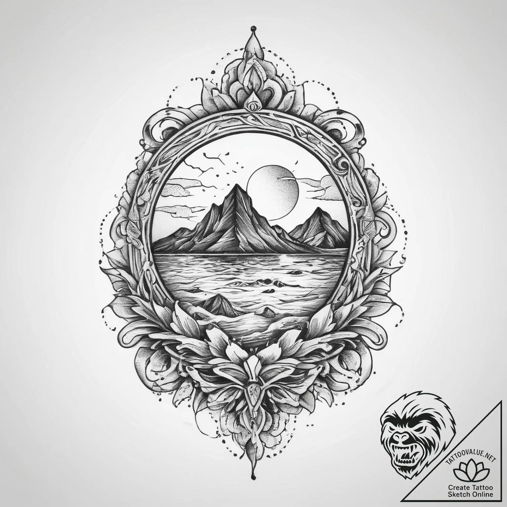 Tattoo sketch a solid, unyielding rock agains... - tattoo sketch (№1754335930_0, 04.08.2025 19:32) — tattoovalue.net