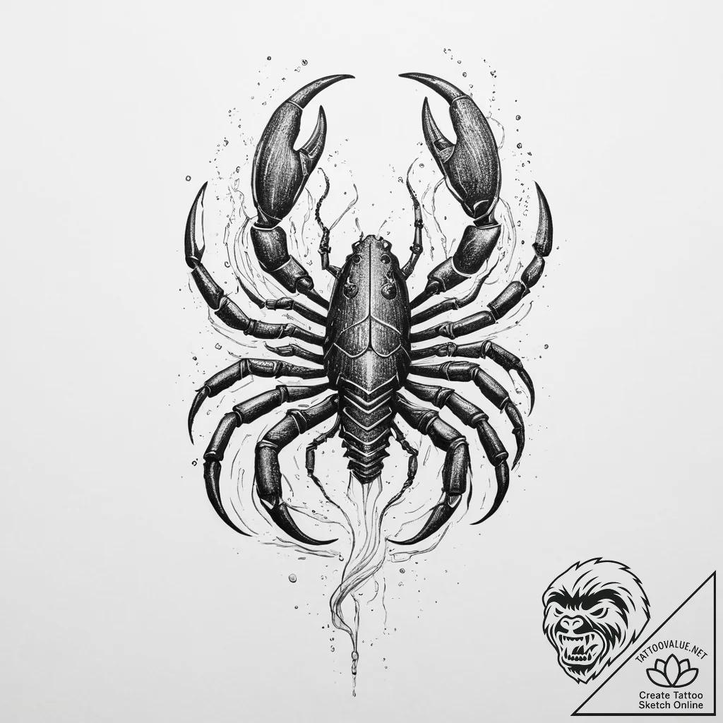 Tattoo design a scorpio scorpion, its body ma... - tattoo sketch (№1754337722_0, 04.08.2025 20:02) — tattoovalue.net
