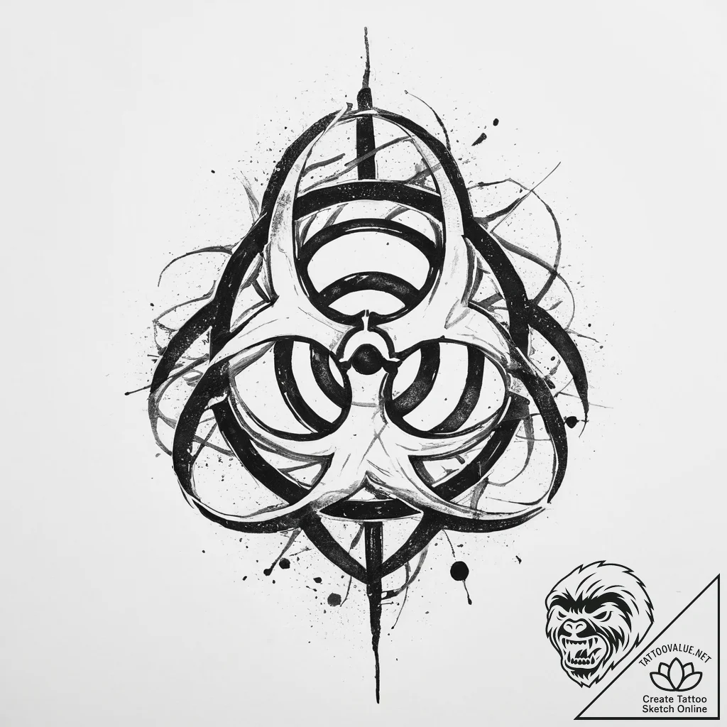 The biohazard symbol, tattoo sketch design, o... - tattoo sketch (№1754337925_0, 04.08.2025 20:05) — tattoovalue.net