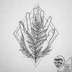 A minimalist tattoo of a hand holding a glowi… – tattoo sketch (№1754338932_0, 04.08.2025 20:22) — tattoovalue.net