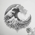 Tattoo design a powerful wave cresting, embod… – tattoo sketch (№1754339345_0, 04.08.2025 20:29) — tattoovalue.net