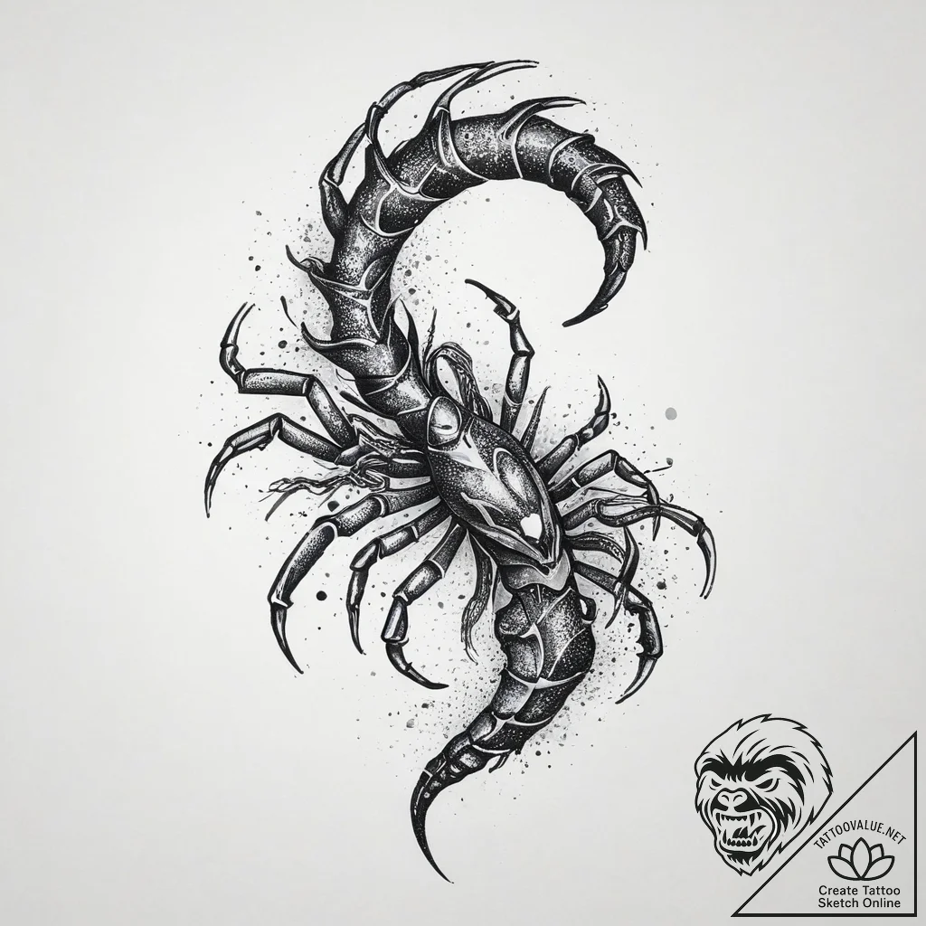 Tattoo design a scorpio scorpion's tail morph... - tattoo sketch (№1754339751_0, 04.08.2025 20:35) — tattoovalue.net