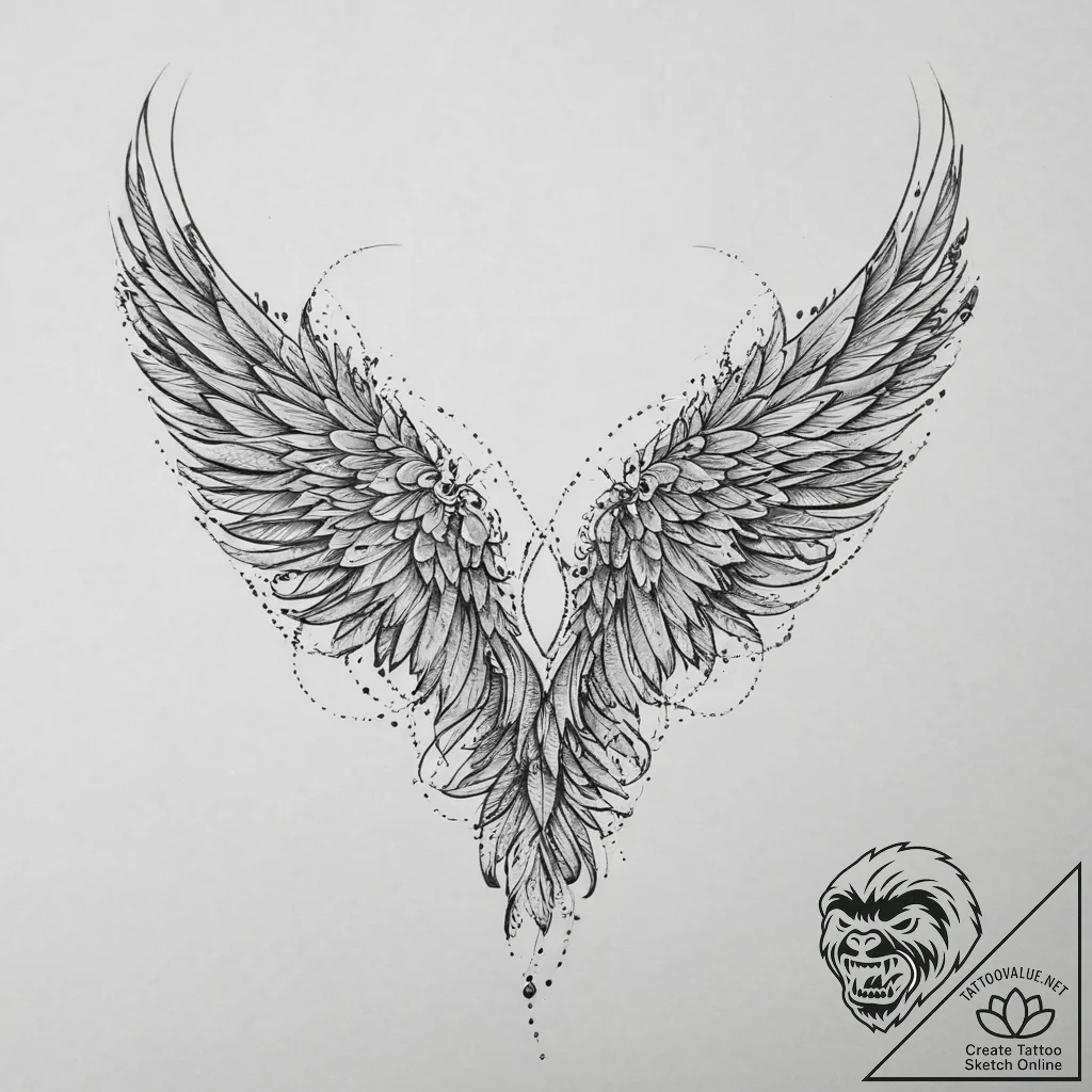 Tattoo design a shoulder blade with a gentle... - tattoo sketch (№1754340361_0, 04.08.2025 20:46) — tattoovalue.net