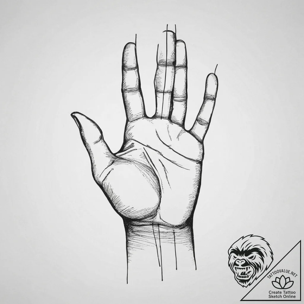 Tattoo design a silhouette of a hand, with a... - tattoo sketch (№1754340564_0, 04.08.2025 20:49) — tattoovalue.net