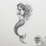 Tattoo sketch a dramatic, flowing mermaid’s t… – tattoo sketch (№1754341571_0, 04.08.2025 21:06) — tattoovalue.net