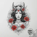 Santa muerte, artistic tattoo sketch, irezumi… – tattoo sketch (№1754341773_0, 04.08.2025 21:09) — tattoovalue.net