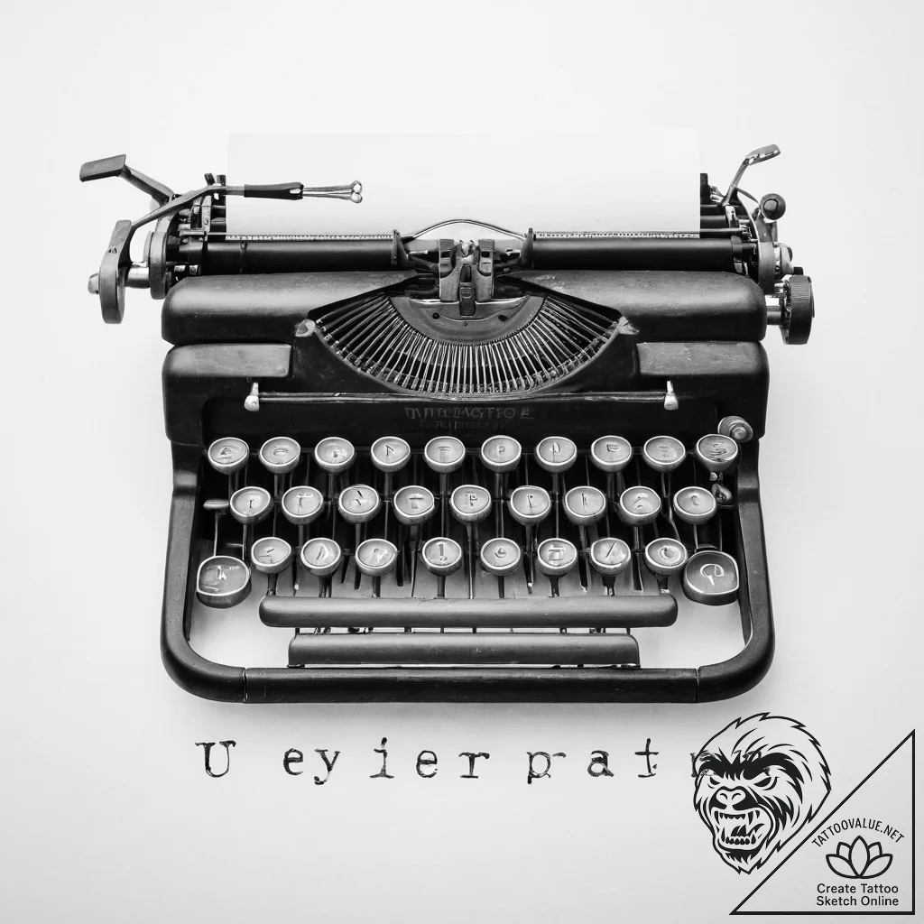 A close-up of a typewriter's keys, showing th... - tattoo sketch (№1754342178_0, 04.08.2025 21:16) — tattoovalue.net