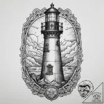 The view from a lighthouse lantern room on a… – tattoo sketch (№1754342784_0, 04.08.2025 21:26) — tattoovalue.net
