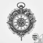 Pocket watch with exposed gears, ink illustra… – tattoo sketch (№1754343395_0, 04.08.2025 21:36) — tattoovalue.net
