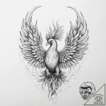 Tattoo sketch a phoenix rising in powerful, f… – tattoo sketch (№1754343809_0, 04.08.2025 21:43) — tattoovalue.net