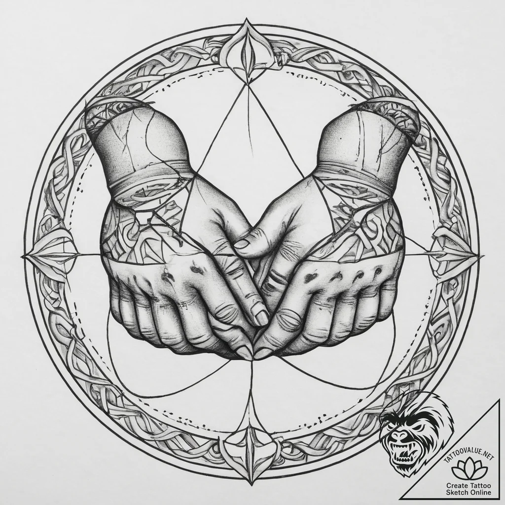 Tattoo design a circular pattern of abstract... - tattoo sketch (№1754344421_0, 04.08.2025 21:53) — tattoovalue.net