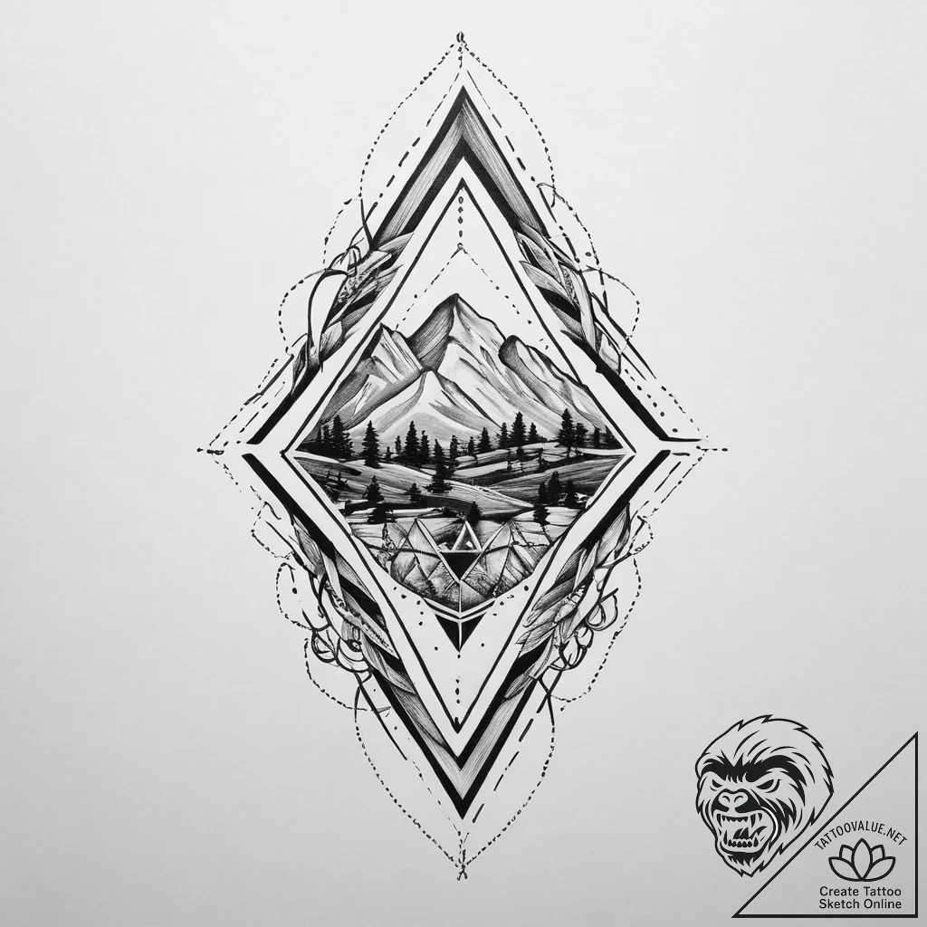 Tattoo sketch: a geometric pattern resembling... - tattoo sketch (№1754345616_0, 04.08.2025 22:13) — tattoovalue.net