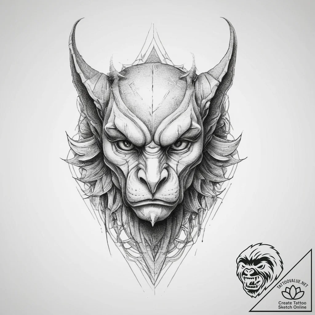 Tattoo design a stylized depiction of a guard... - tattoo sketch (№1754346222_0, 04.08.2025 22:23) — tattoovalue.net