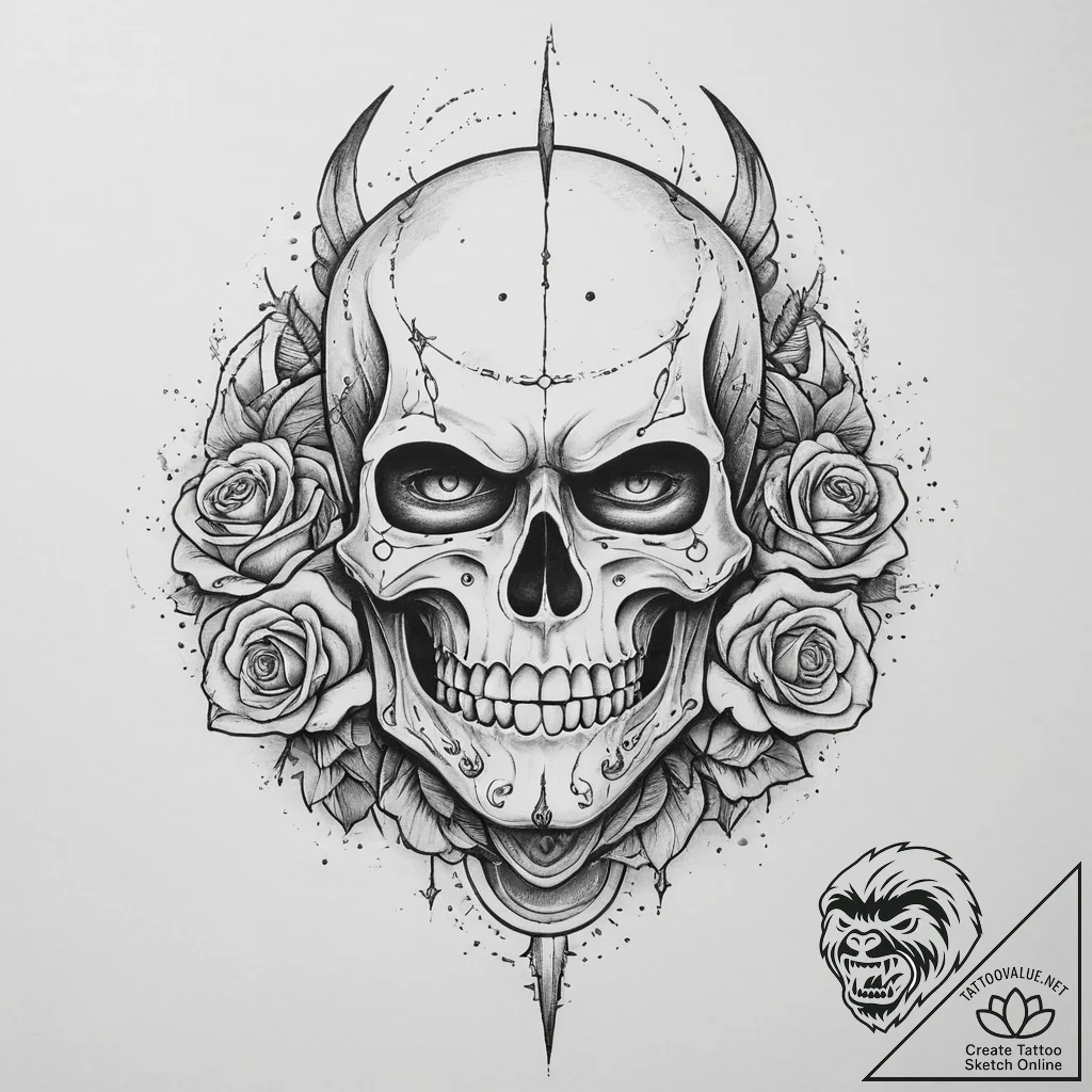 A powerful tattoo design of perun's face merg... - tattoo sketch (№1754347035_0, 04.08.2025 22:37) — tattoovalue.net