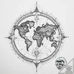 Tattoo design a compass on one partner, a wor… – tattoo sketch (№1754347241_0, 04.08.2025 22:40) — tattoovalue.net