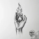 Tattoo sketch a hand protecting a flame, symb… – tattoo sketch (№1754392349_0, 05.08.2025 11:12) — tattoovalue.net