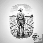 A powerful image of a farmer standing in a dr… – tattoo sketch (№1754393568_0, 05.08.2025 11:32) — tattoovalue.net