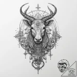 Tattoo design a zodiac animal with a subtle m… – tattoo sketch (№1754393770_0, 05.08.2025 11:36) — tattoovalue.net