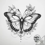 Tattoo sketch a single butterfly or bee inter… – tattoo sketch (№1754394378_0, 05.08.2025 11:46) — tattoovalue.net