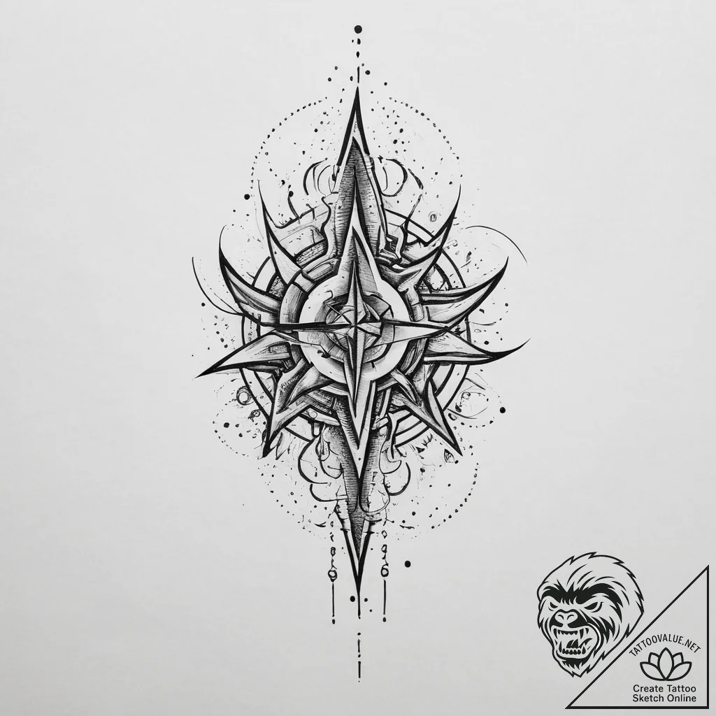 Tattoo design 'critical hit' in a sharp, expl... - tattoo sketch (№1754394582_0, 05.08.2025 11:49) — tattoovalue.net