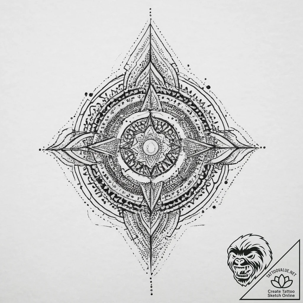 Tattoo sketch a stylized energy shield rippli... - tattoo sketch (№1754394990_0, 05.08.2025 11:56) — tattoovalue.net