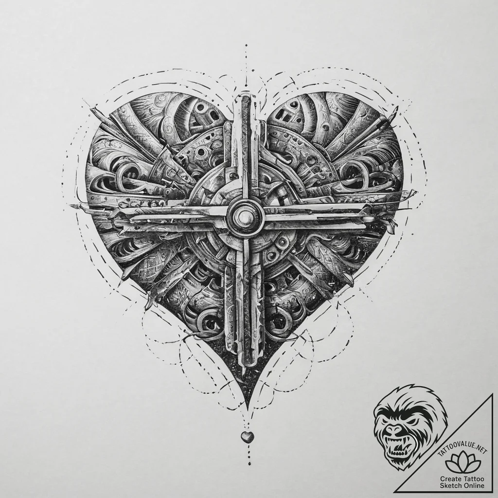 Tattoo sketch a minimalist joystick with an a... - tattoo sketch (№1754395193_0, 05.08.2025 11:59) — tattoovalue.net