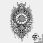The detailed interior of a classic grandfathe… – tattoo sketch (№1754396011_0, 05.08.2025 12:13) — tattoovalue.net