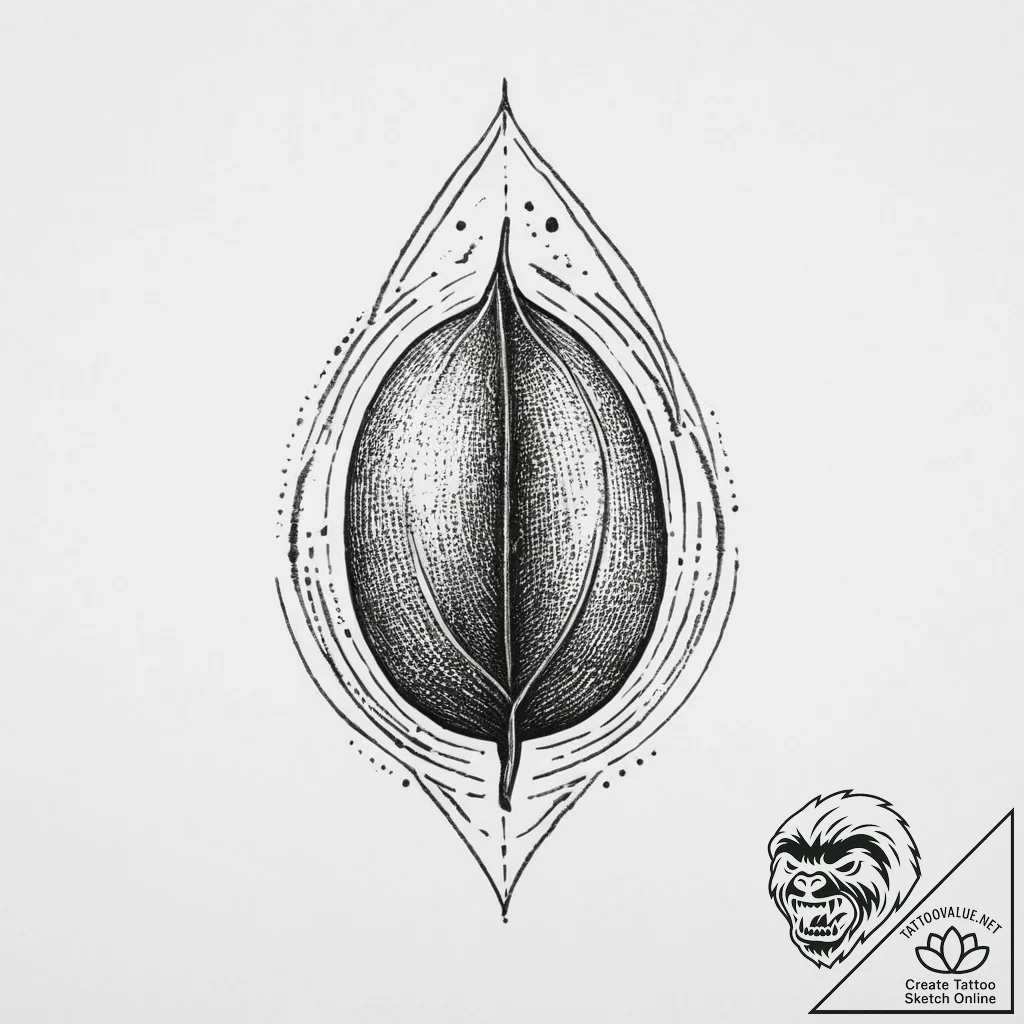 A close-up of a single coffee bean., tattoo f... - tattoo sketch (№1754396622_0, 05.08.2025 12:23) — tattoovalue.net
