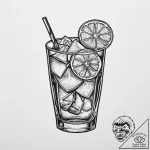 A shot of a glass of cola with ice and a lime… – tattoo sketch (№1754396826_0, 05.08.2025 12:27) — tattoovalue.net