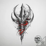 Trident, concept art for tattoo, trash polka… – tattoo sketch (№1754397229_0, 05.08.2025 12:33) — tattoovalue.net
