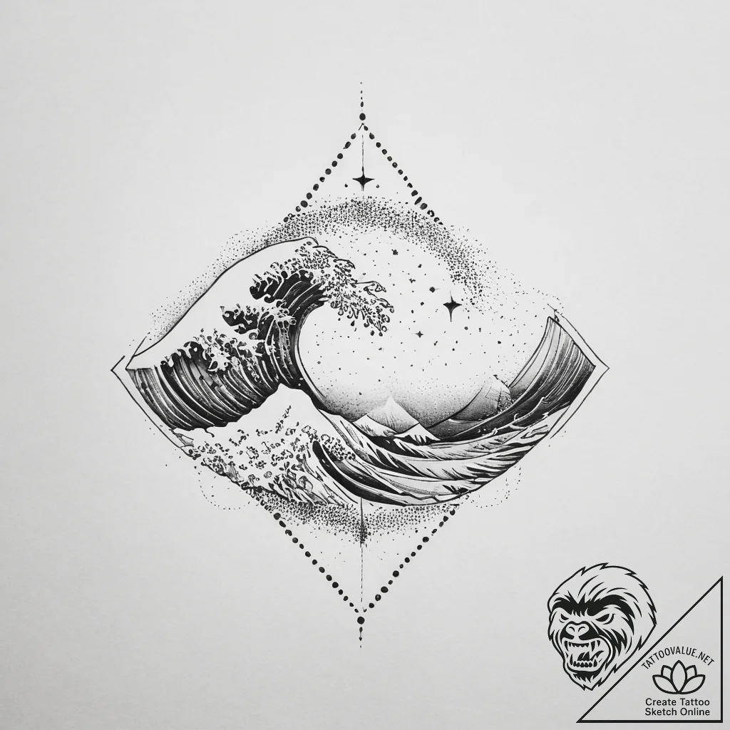 Tattoo sketch a subtle "wave" of emotion movi... - tattoo sketch (№1754397435_0, 05.08.2025 12:37) — tattoovalue.net