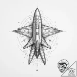 Spaceship blueprint, tattoo drawing outline,… – tattoo sketch (№1754398057_0, 05.08.2025 12:47) — tattoovalue.net