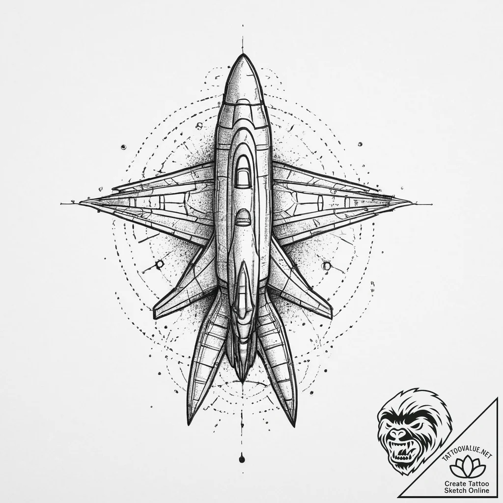 Spaceship blueprint, tattoo drawing outline,... - tattoo sketch (№1754398057_0, 05.08.2025 12:47) — tattoovalue.net