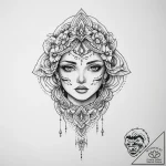 Alette, desaturated colors, vintage tattoo fe… – tattoo sketch (№1754399297_0, 05.08.2025 13:08) — tattoovalue.net