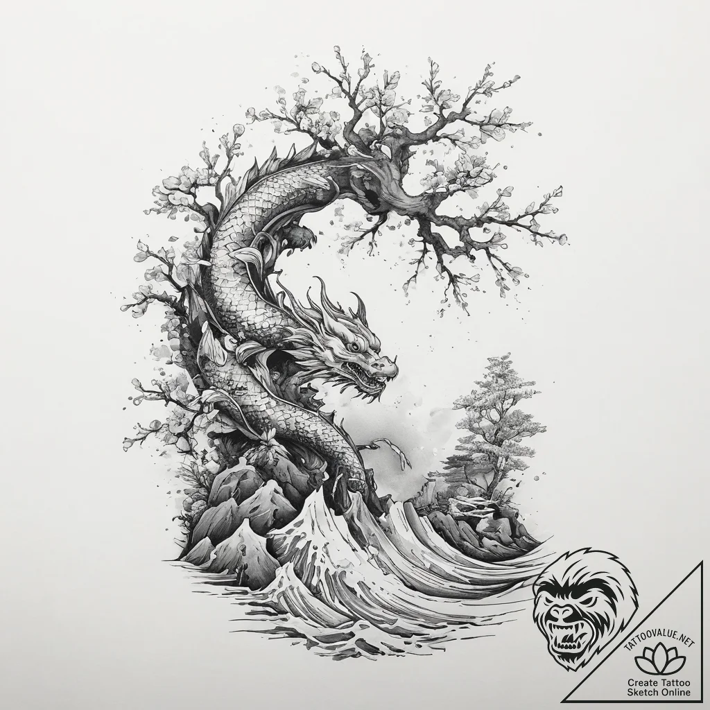 A bonsai tree on a cliff edge (is there, but... - tattoo sketch (№1754400121_0, 05.08.2025 13:22) — tattoovalue.net