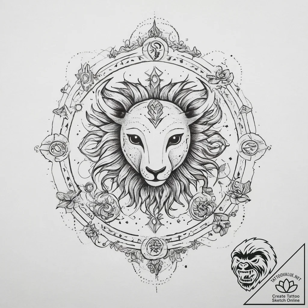 Tattoo design a zodiac symbol with a tiny, co... - tattoo sketch (№1754400327_0, 05.08.2025 13:25) — tattoovalue.net
