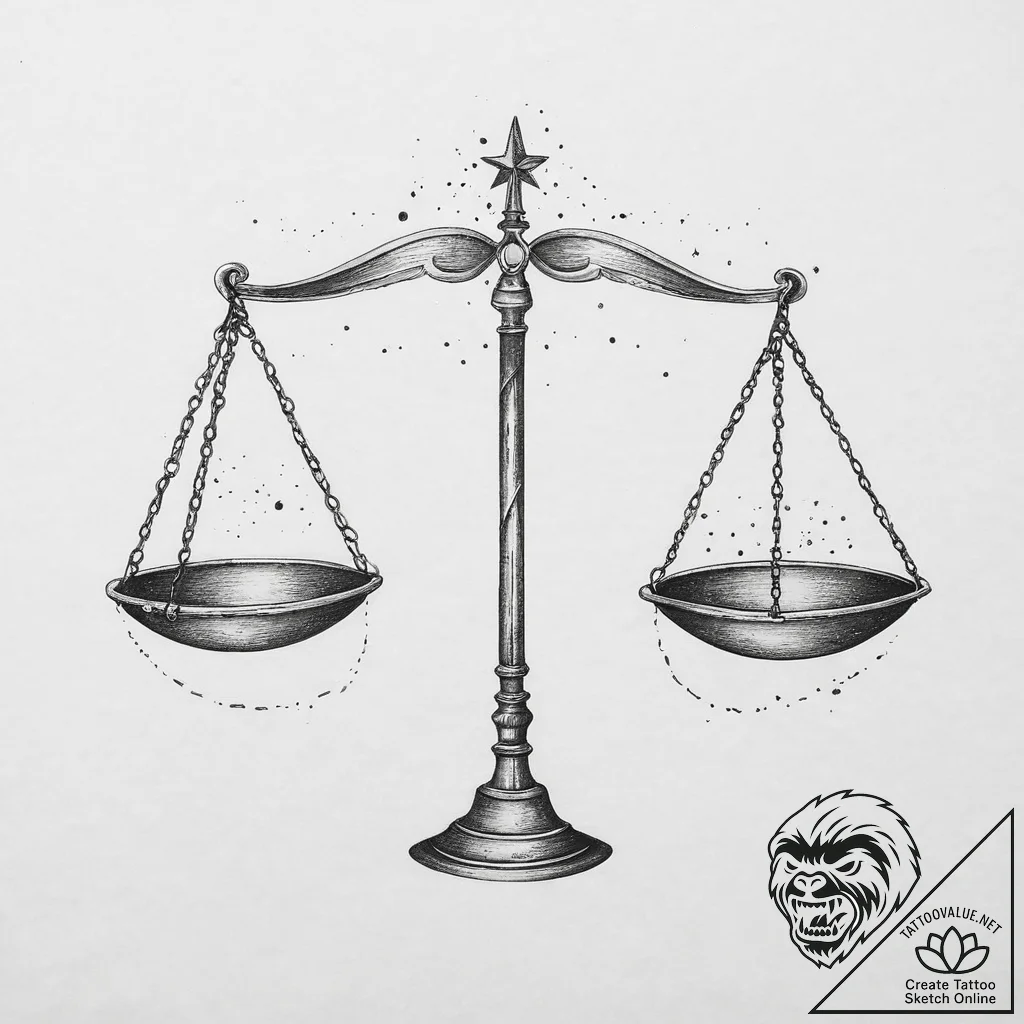Tattoo sketch libra constellation, its stars... - tattoo sketch (№1754400947_0, 05.08.2025 13:35) — tattoovalue.net
