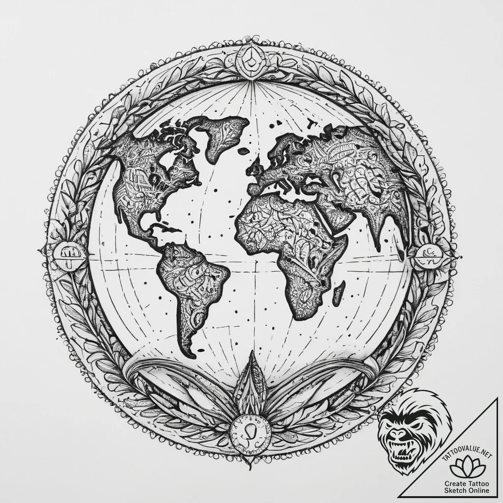 Tattoo design a "world record" badge with a g... - tattoo sketch (№1754401558_0, 05.08.2025 13:45) — tattoovalue.net
