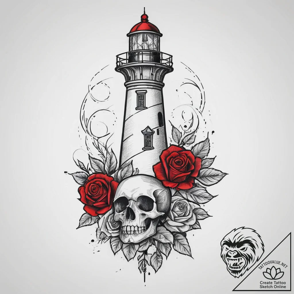 Tattoo sketch a lighthouse, solitary but stro... - tattoo sketch (№1754401763_0, 05.08.2025 13:49) — tattoovalue.net