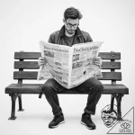 A person reading a newspaper on a park bench. – tattoo sketch (№1754402178_0, 05.08.2025 13:56) — tattoovalue.net