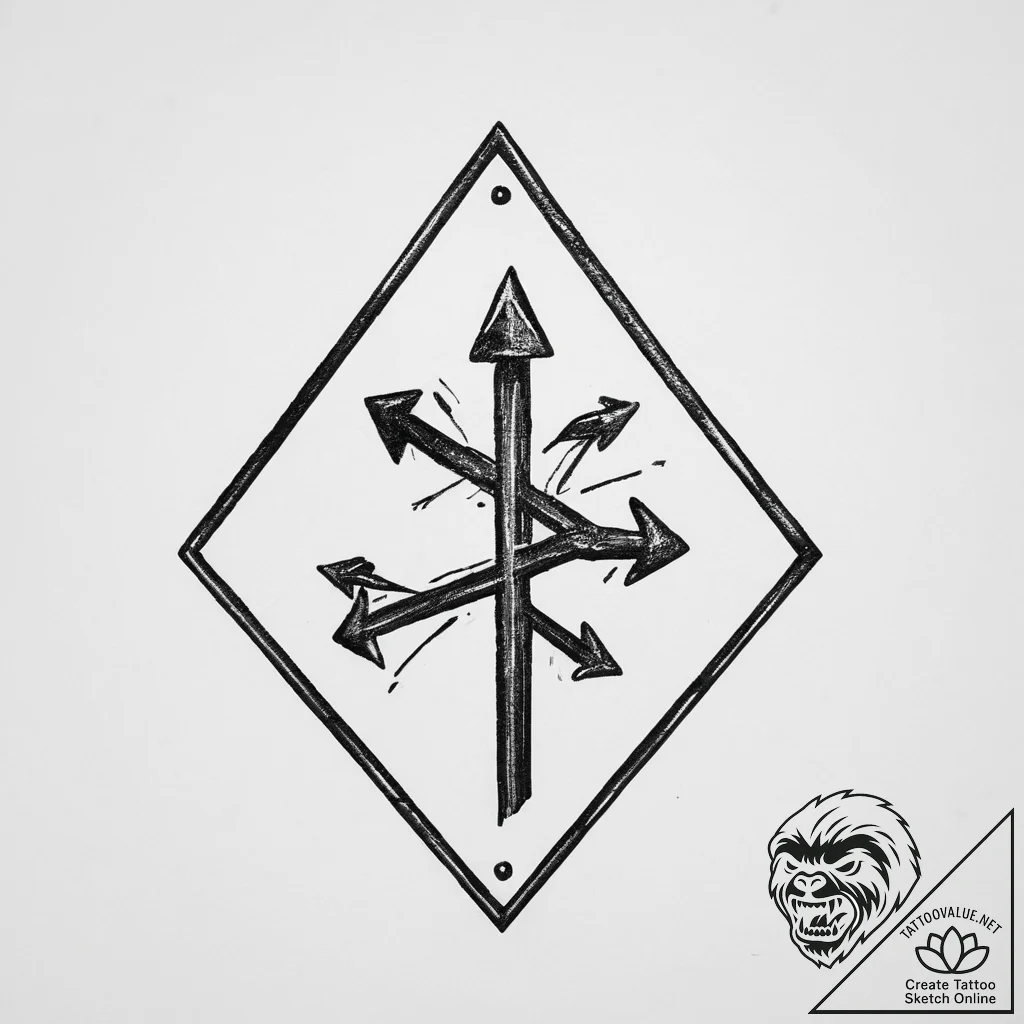 Tattoo design a road sign with a significant... - tattoo sketch (№1754402380_0, 05.08.2025 13:59) — tattoovalue.net