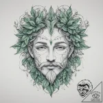 The green man face made of leaves, tattoo dra… – tattoo sketch (№1754402791_0, 05.08.2025 14:06) — tattoovalue.net