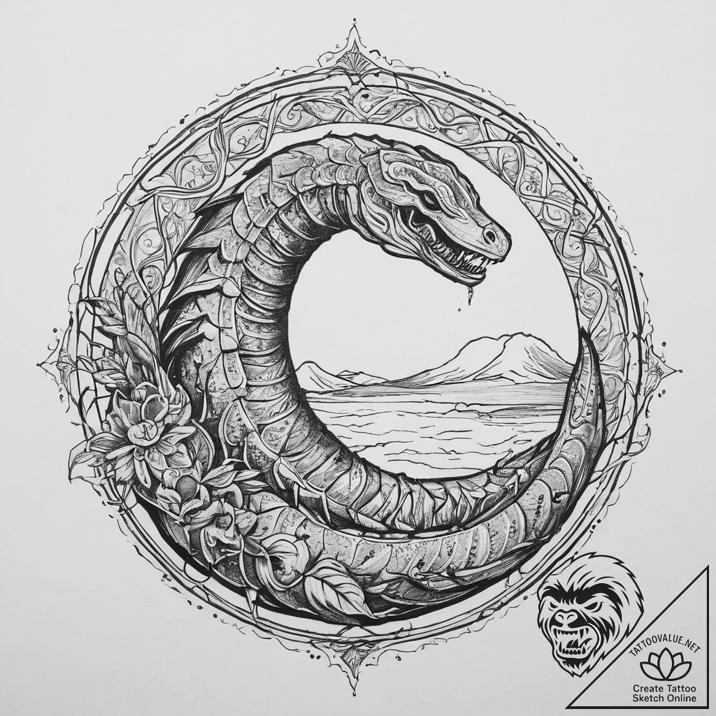 A sandworm from dune, tattoo flash sheet desi... - tattoo sketch (№1754403003_0, 05.08.2025 14:10) — tattoovalue.net