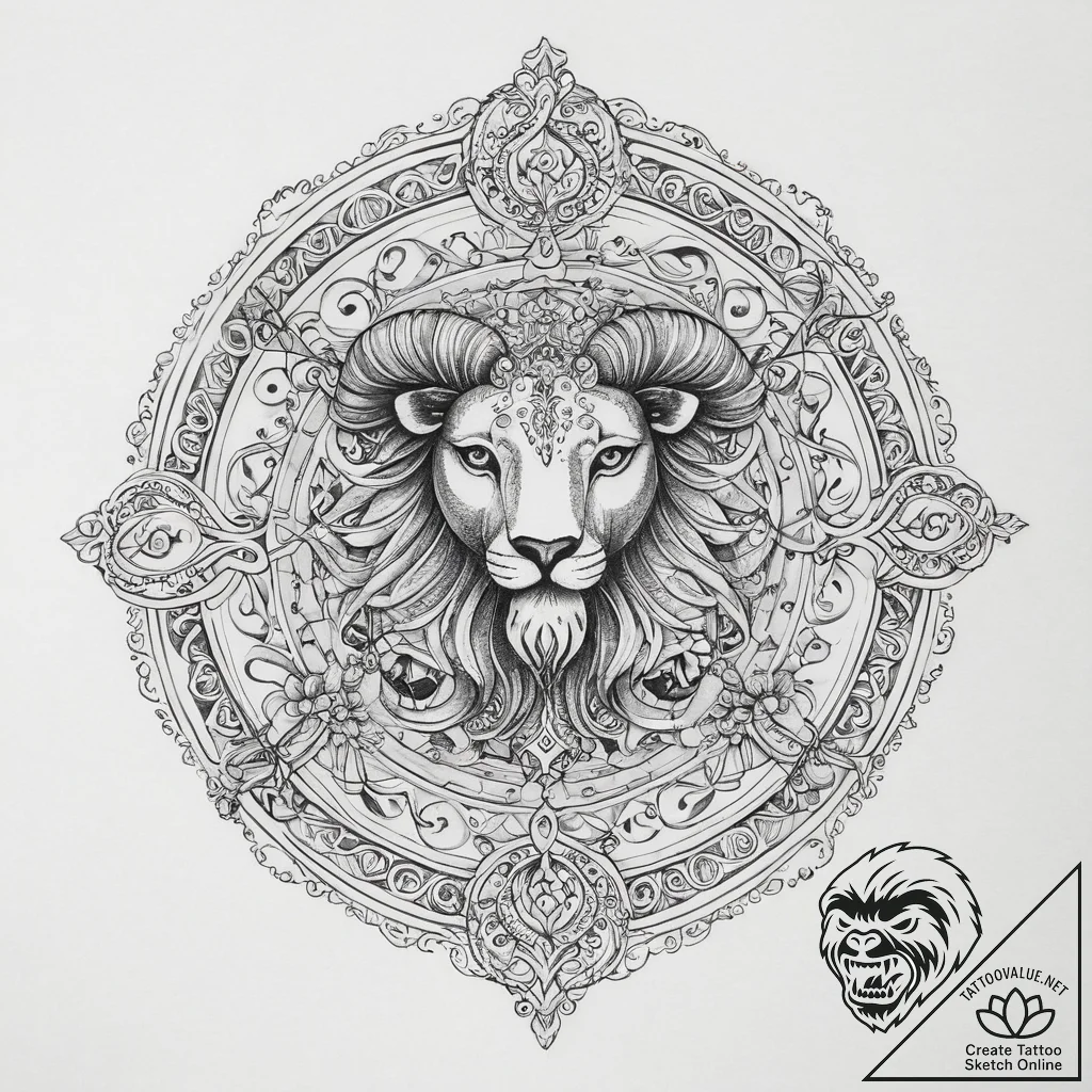 Tattoo sketch a zodiac symbol as a key to an... - tattoo sketch (№1754404237_0, 05.08.2025 14:30) — tattoovalue.net