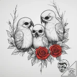 Tattoo sketch a family of birds perched on a… – tattoo sketch (№1754405067_0, 05.08.2025 14:44) — tattoovalue.net