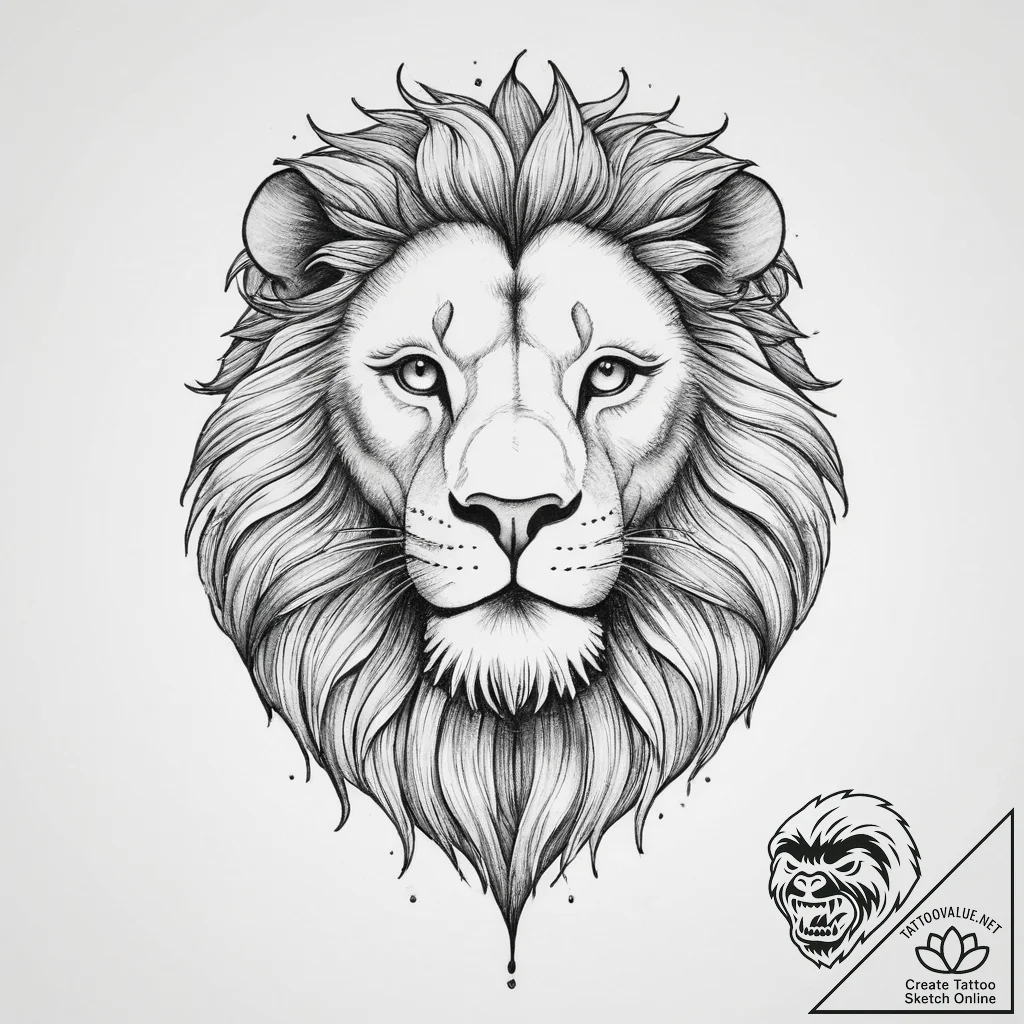 Tattoo sketch a leo lion with a single, shini... - tattoo sketch (№1754405478_0, 05.08.2025 14:51) — tattoovalue.net