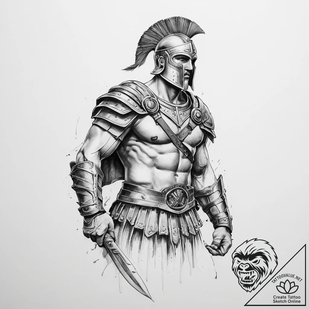 Gladiator - tattoo sketch (№1754406511_0, 05.08.2025 15:08) — tattoovalue.net