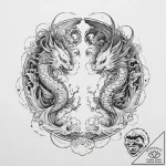 Tattoo design a glowing orb split into two ha… – tattoo sketch (№1754406714_0, 05.08.2025 15:11) — tattoovalue.net